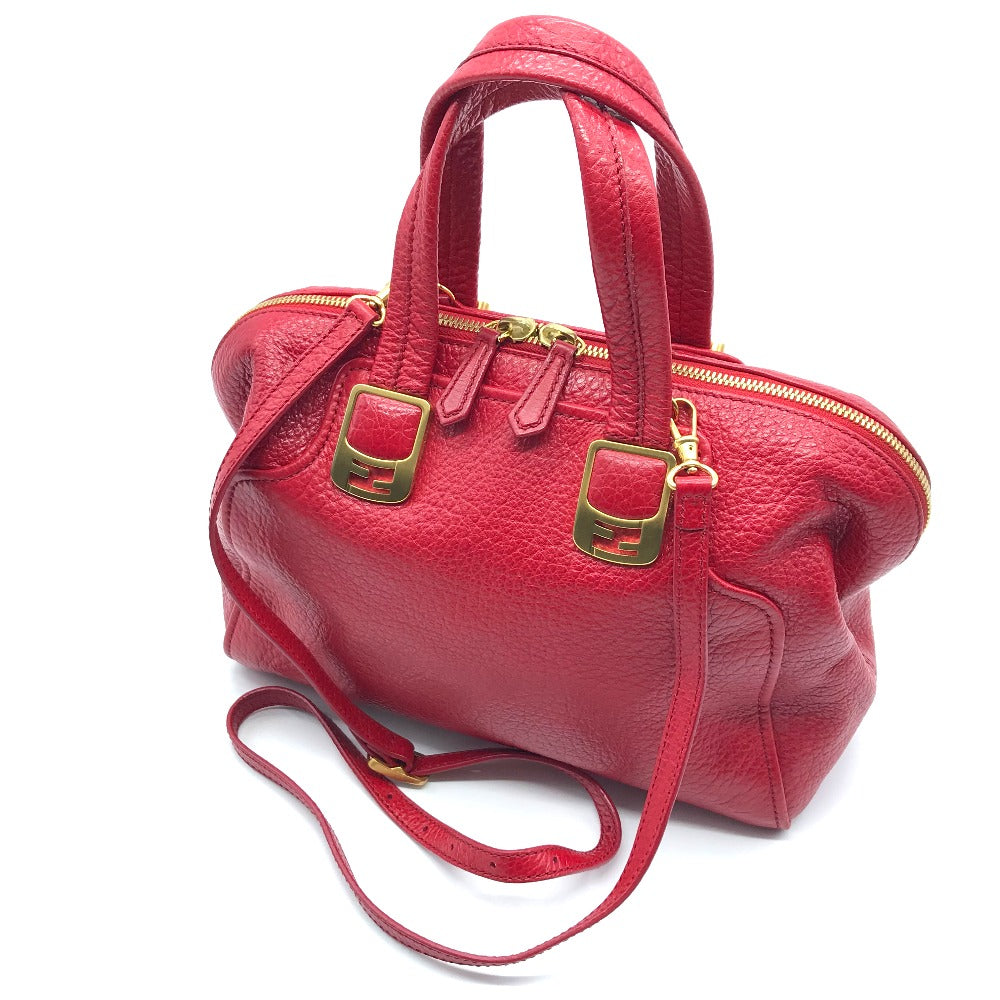 Fendi Handbag 8Bl114 Boston Duffel Bag Chameleon Women Leather Red Mini Travel Bag