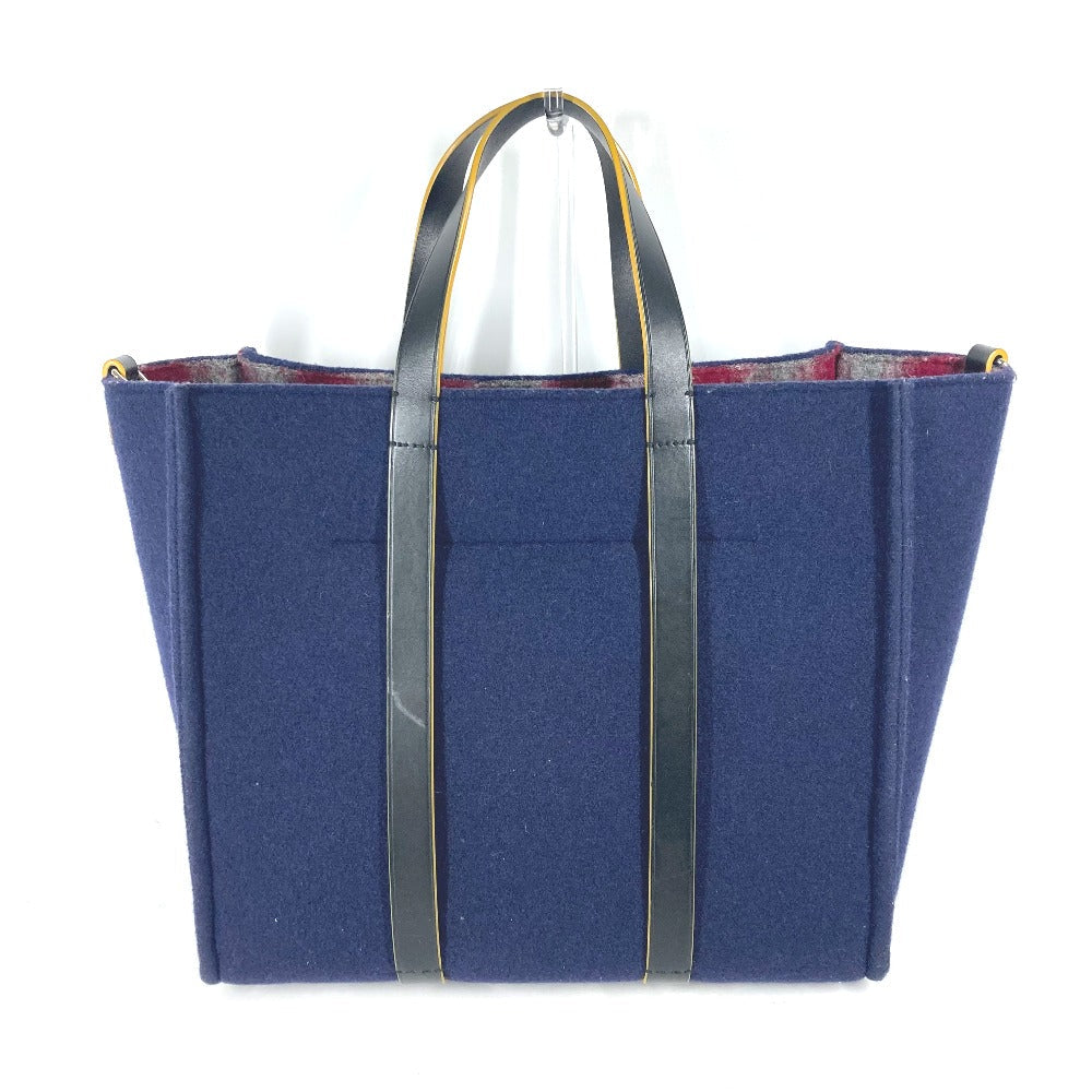 Fendi Tote Bag 7Va390 Wool Shoulder Tote Mens Navy Shoulder Bag
