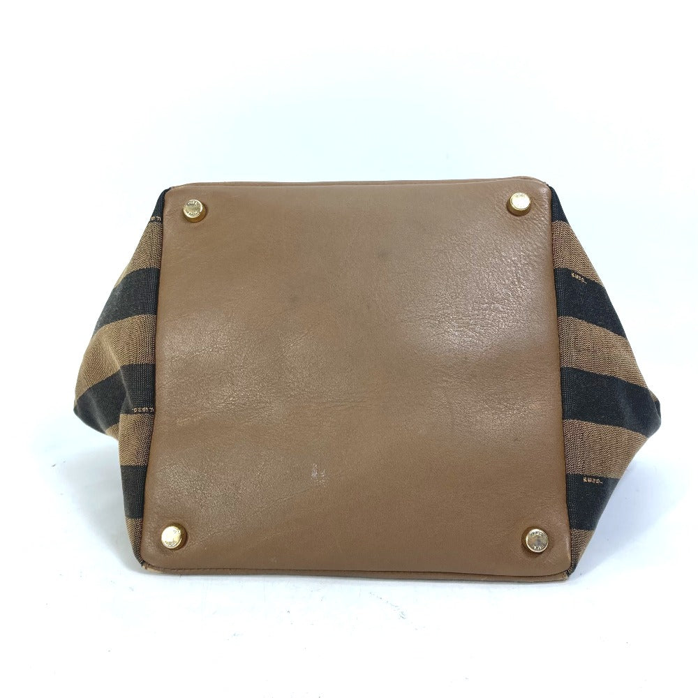 Fendi Handbag 8Bn251 Pecan Women Leather Canvas Suede Travel Bag