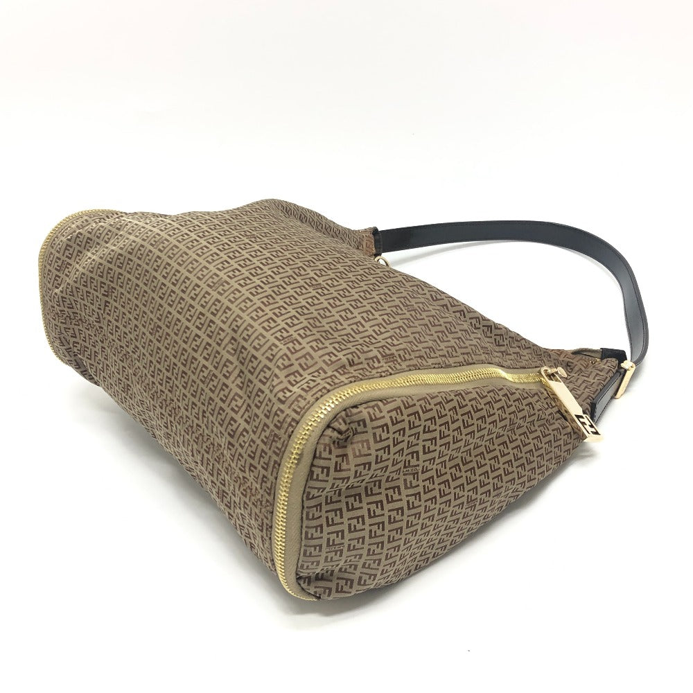 Fendi Shoulder Bag 8Br633 Zucca Pattern Canvas Beige