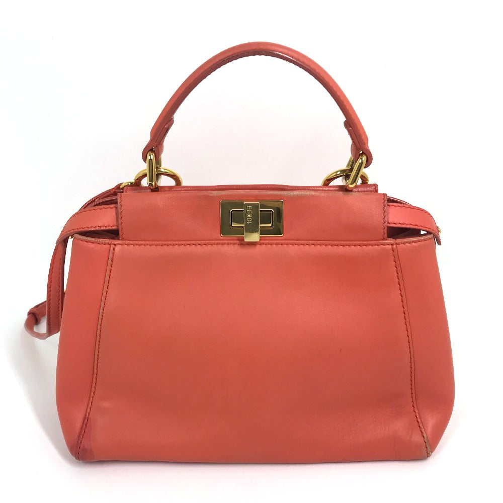 Fendi Handbag 8Bn244 Salmon Type Shoulder Crossbody Pea Kaboo Leather Pink Mini Shoulder Bag