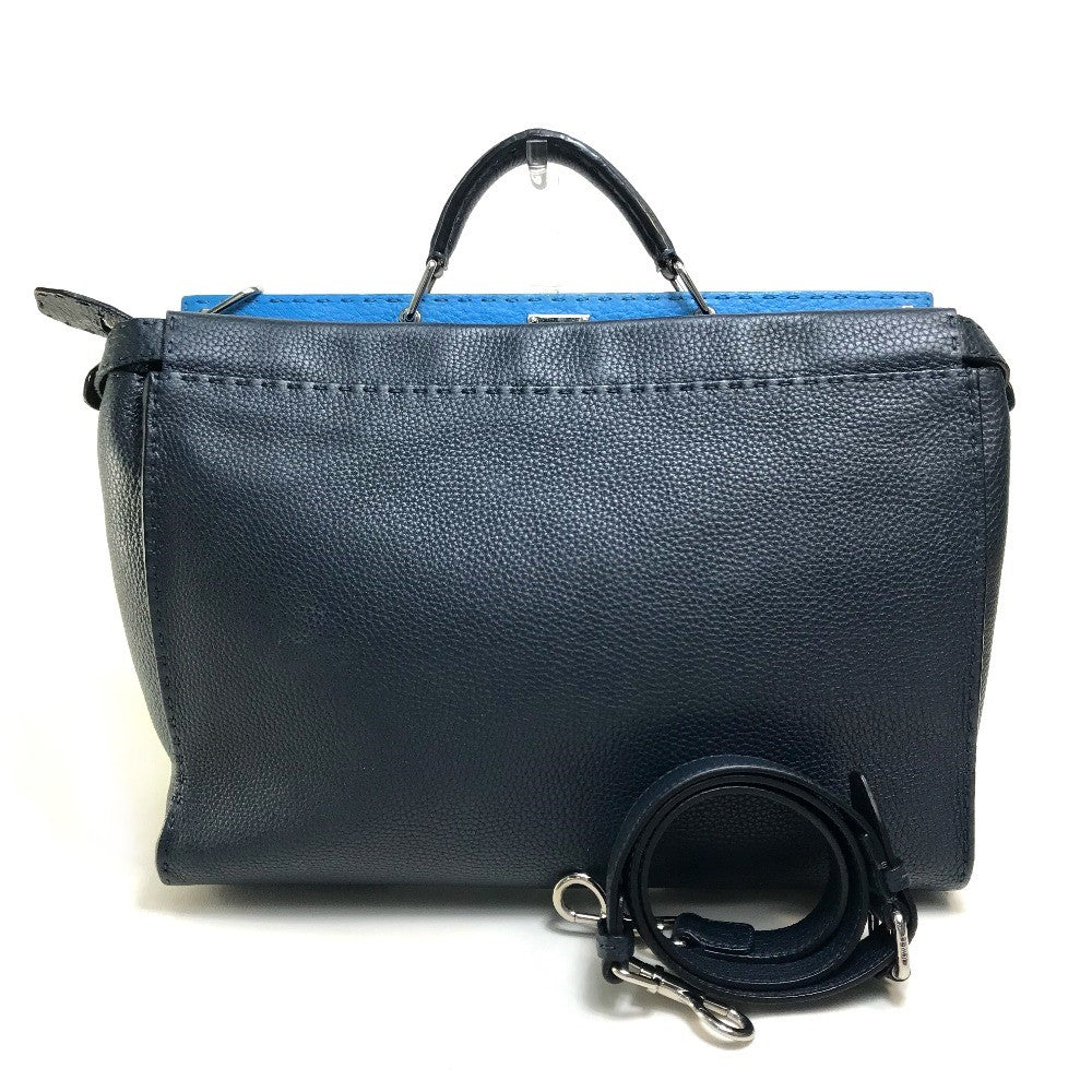 Fendi Business Bag 7Va388 Celeria Peekaboo Mens Leather Blue Navy Travel Bag