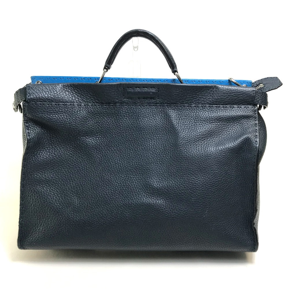 Fendi Business Bag 7Va388 Celeria Peekaboo Mens Leather Blue Navy Travel Bag