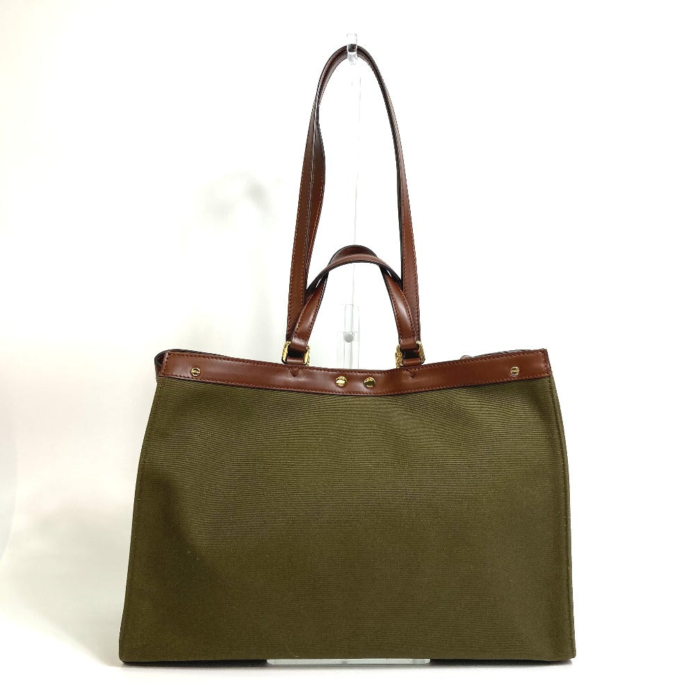 Fendi Tote Bag 8Bh374 Cotton Ff Total Pattern Peekaboo Green