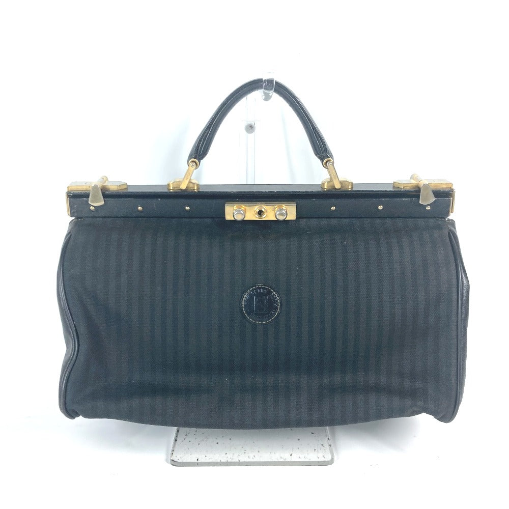 Fendi Handbag Pvc Doctor Bag Pecan Women Leather Black Travel Bag