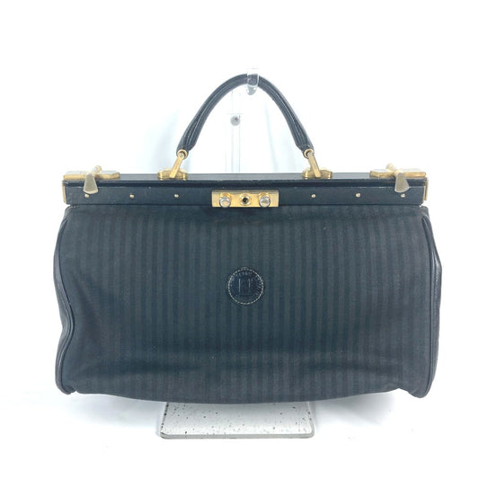 Fendi Handbag Pvc Doctor Bag Pecan Women Leather Black Travel Bag