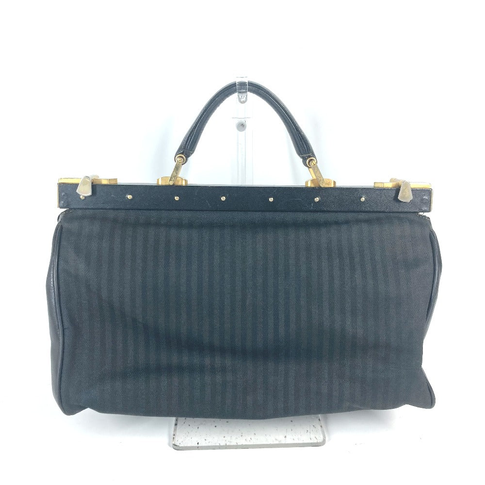Fendi Handbag Pvc Doctor Bag Pecan Women Leather Black Travel Bag