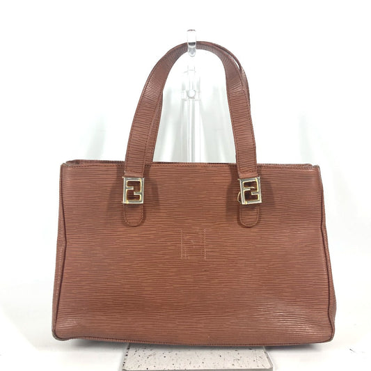 Fendi Handbag Ff Women Leather Brown Logo Travel Bag