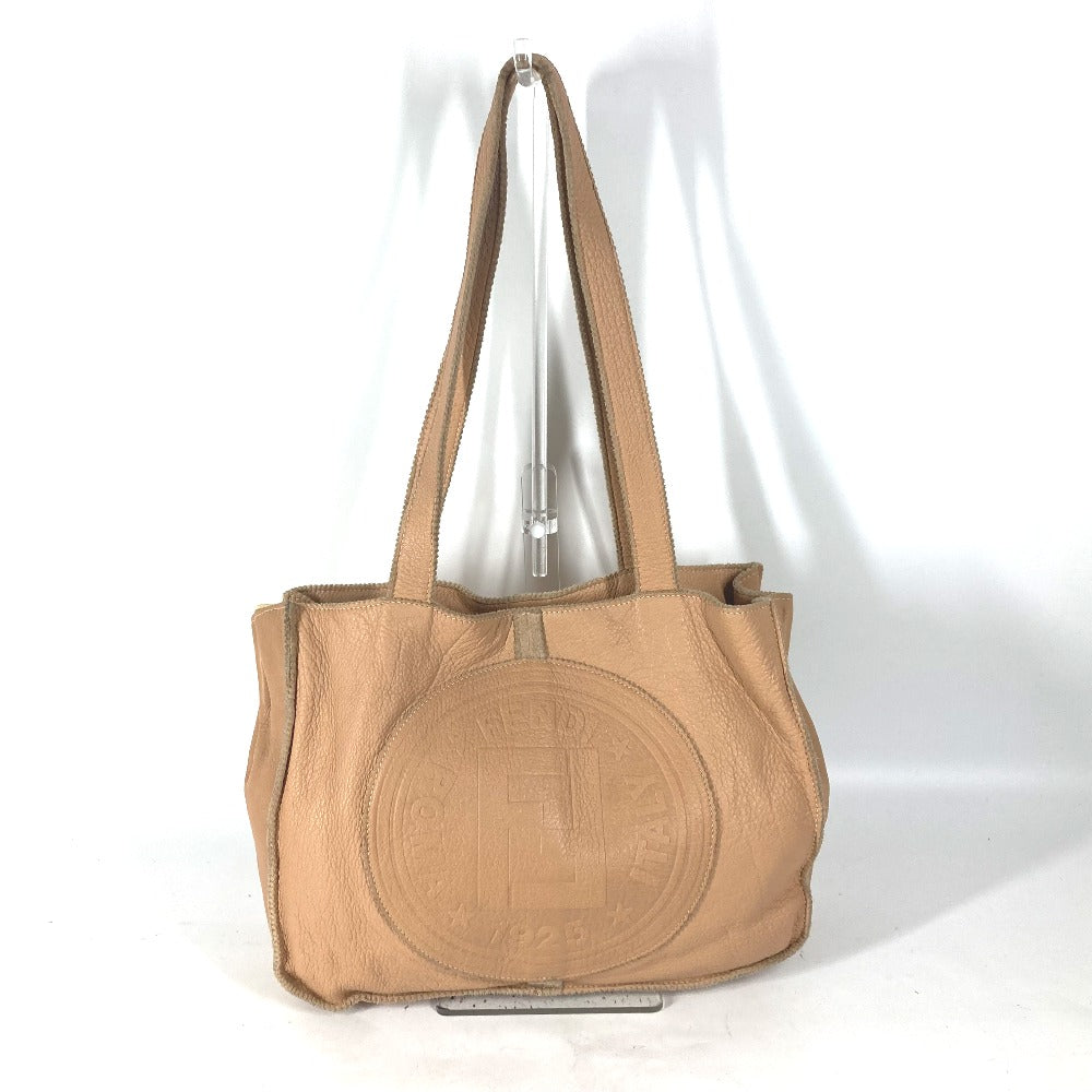 Fendi Tote Bag Big Women Leather Beige Logo