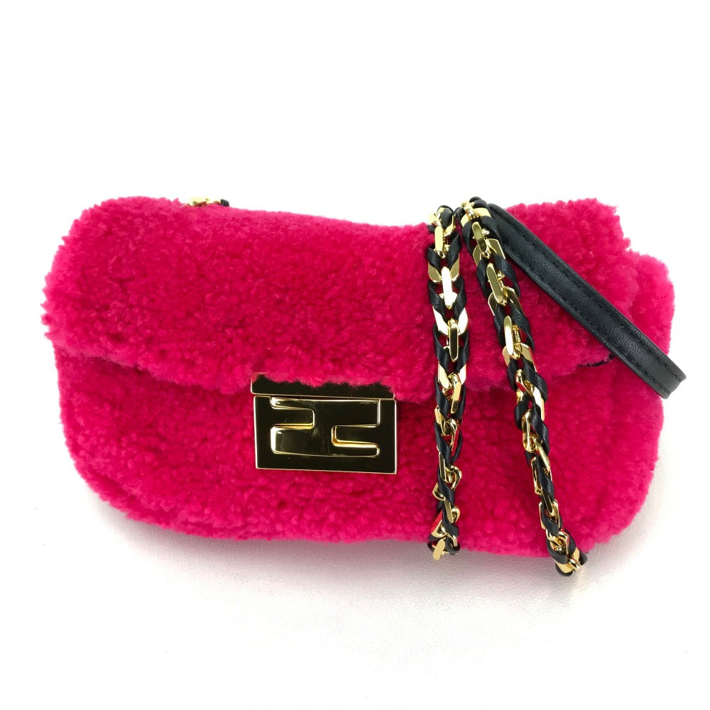 Fendi Shoulder Bag 8M0315 Mouton Fusha Baguette Women Pink Mini