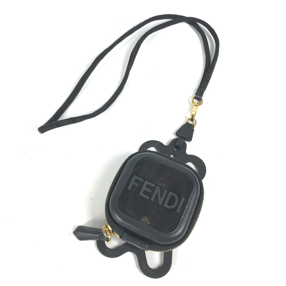Fendi Strap Rubber Mesh Strap Included Smartphone Pouch Case Leather Black Logo Travel Bag