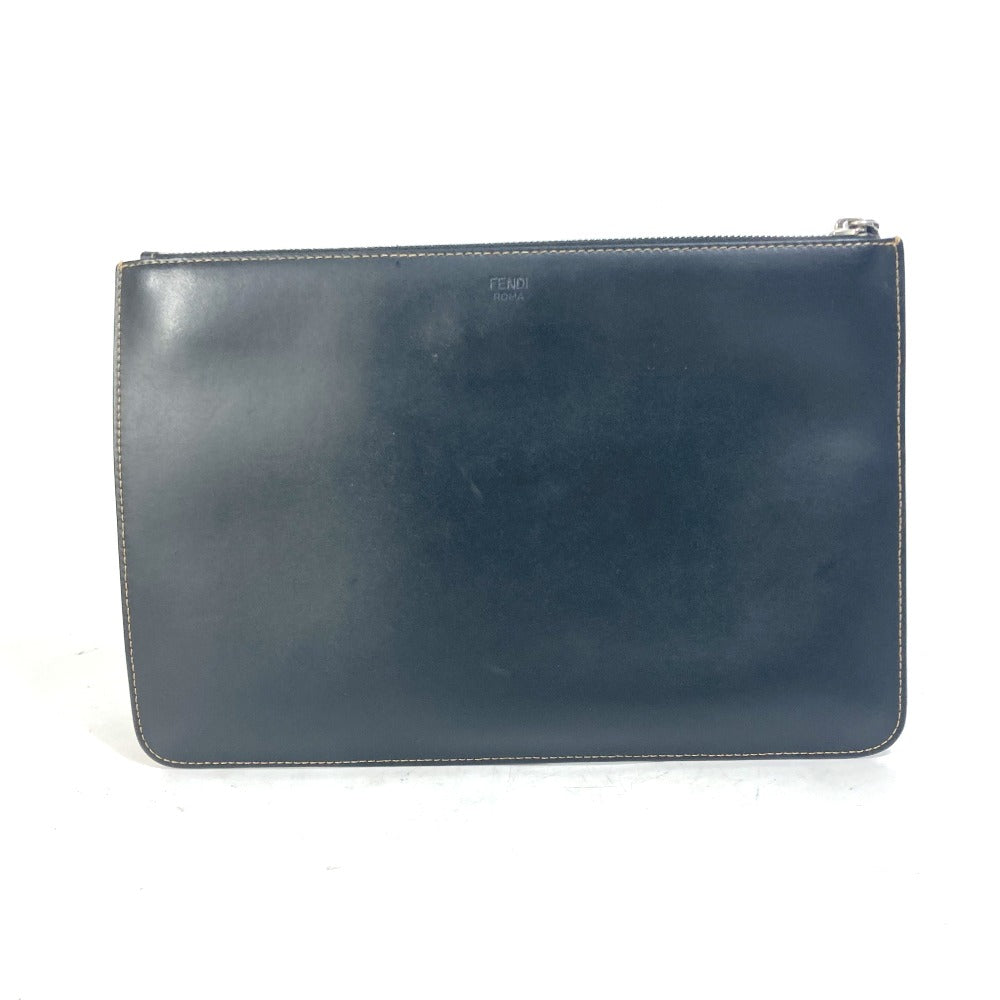 Fendi Clutch Bag 7N0078 Pouch Zucca Mens Leather Black Logo 40230 22379 29