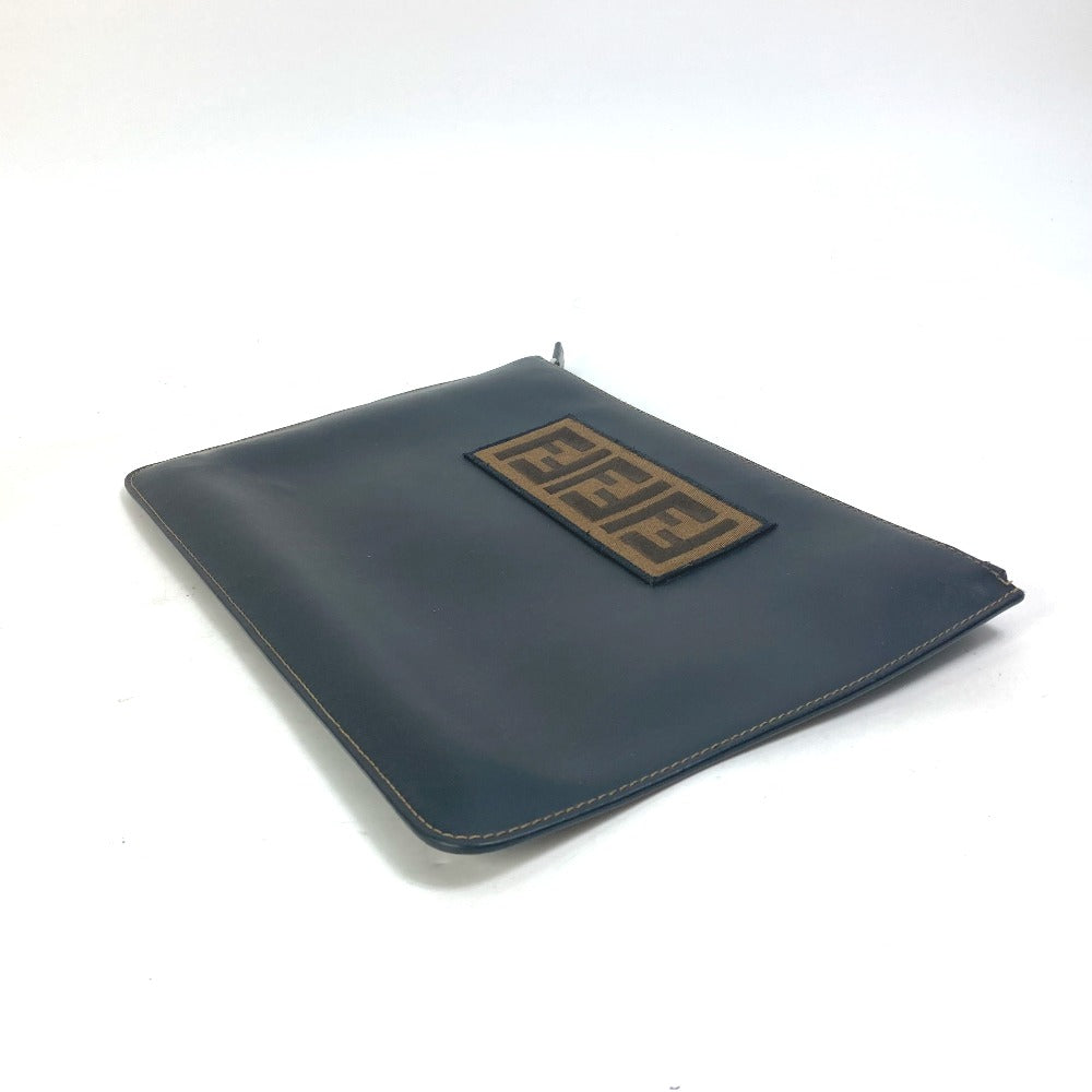 Fendi Clutch Bag 7N0078 Pouch Zucca Mens Leather Black Logo 40230 22379 29