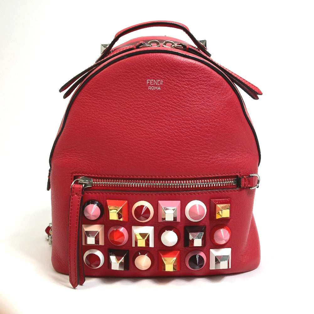 Fendi Backpack 8Bz038 Valentine Limited Color Studs Backpack Women Leather Red Mini