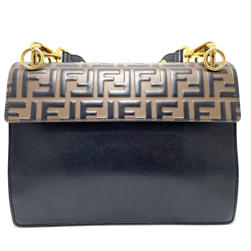 Fendi Handbag 8Bt283 Ff Zucca Canai Women Leather Black Brown Travel Bag