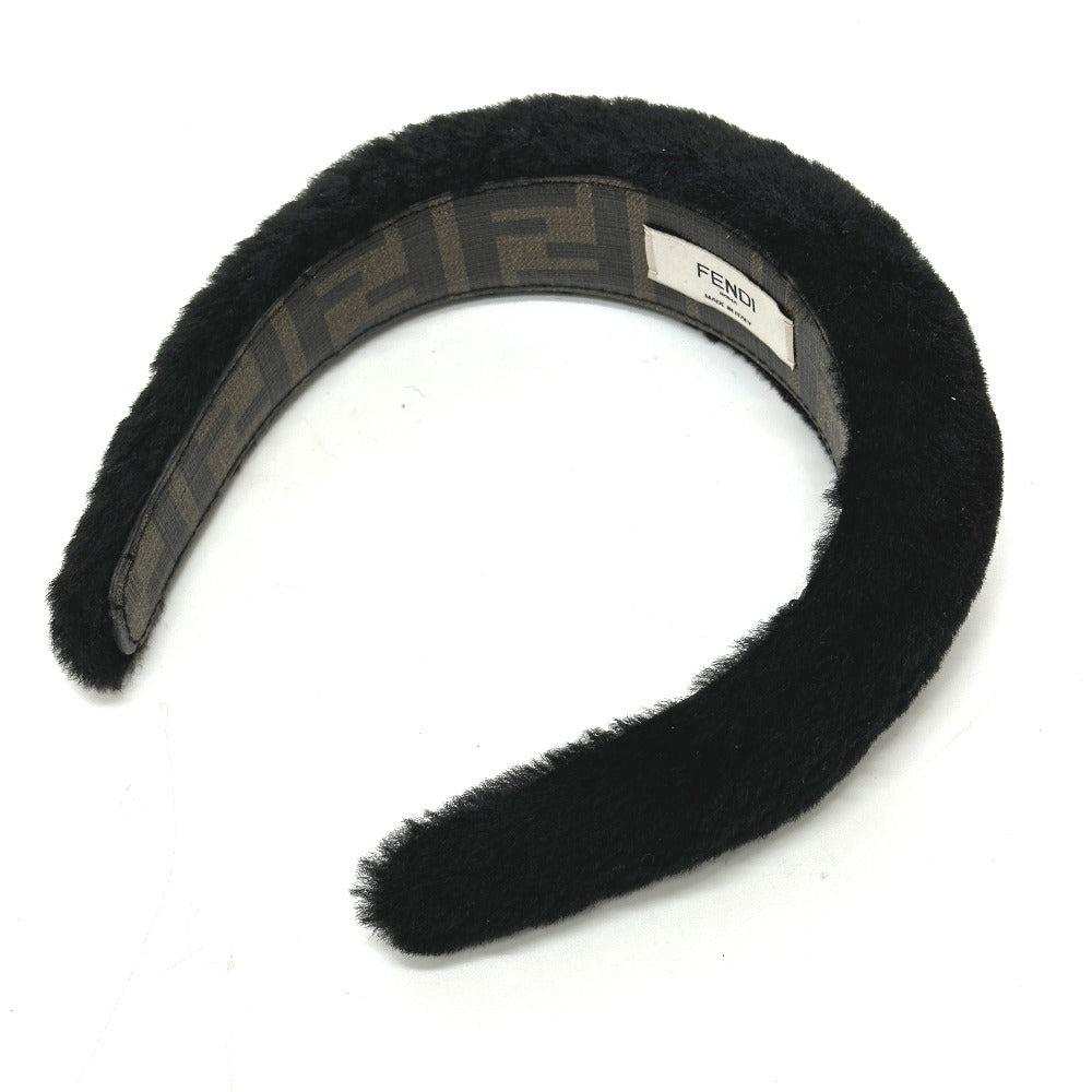 Fendi Hair Accessory Fur Hair Band Head Band Boa Black Travel Bag