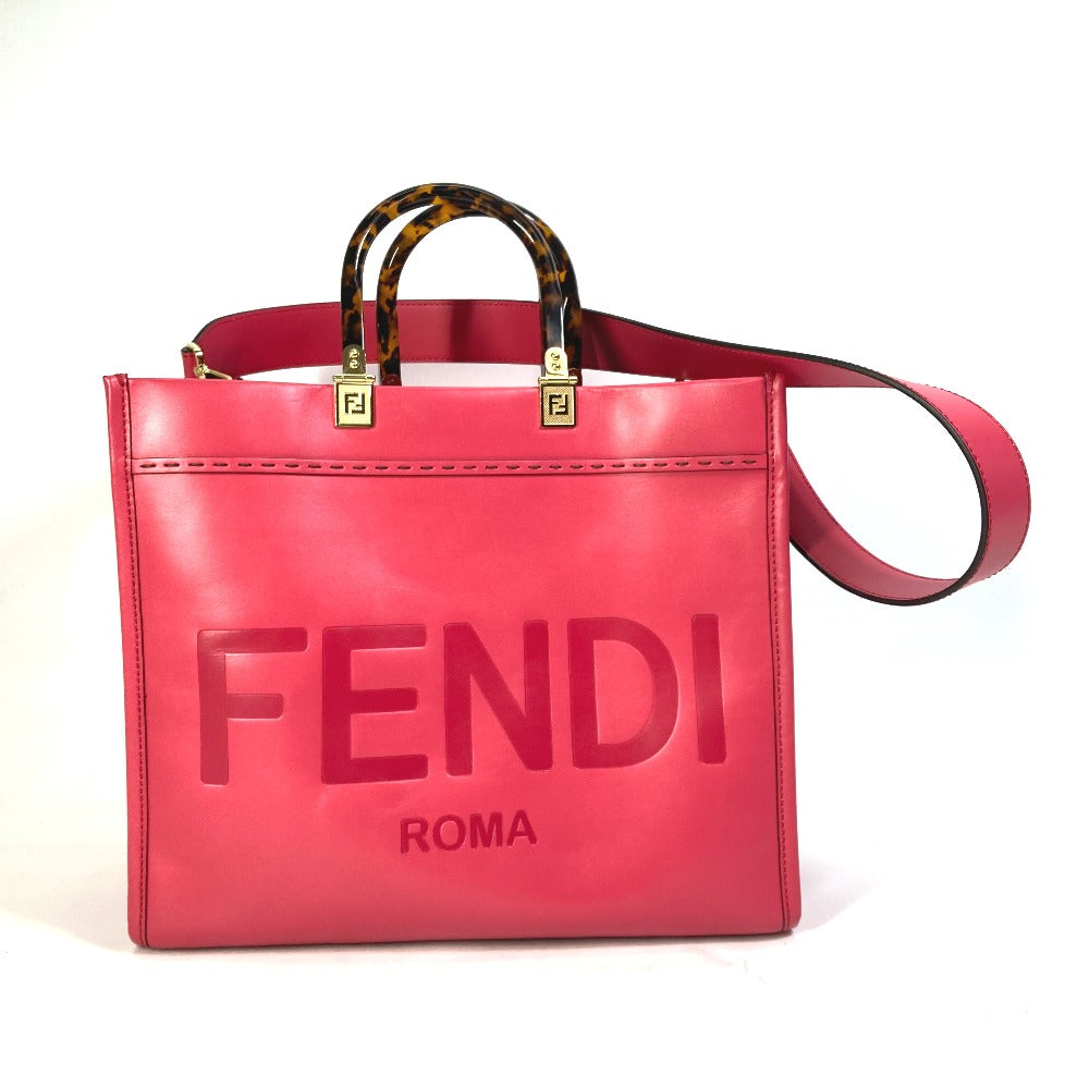 Fendi Tote Bag 8Bh386 Shoulder Bag Sunshine Shopper Leather Pink