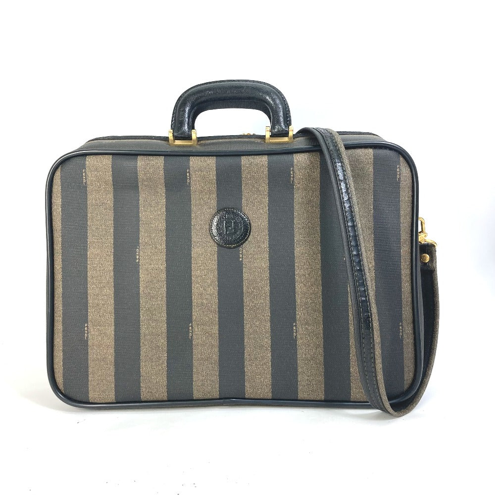 Fendi Business Bag Pvc Pecan Handbag Shoulder Bag Leather Brown