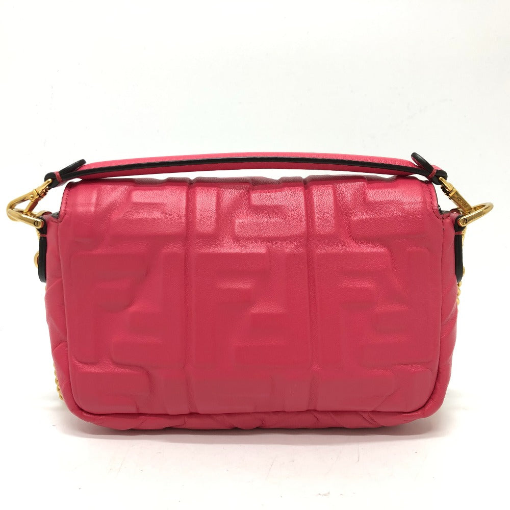 Fendi Shoulder Bag 8Bs017 Ff Baguette Lambskin Pink Small