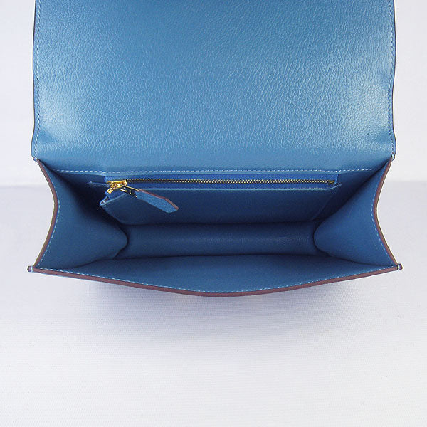 Hermes Luxury Constance Cowskin Bag H Golden Leather Blue Travel Bag