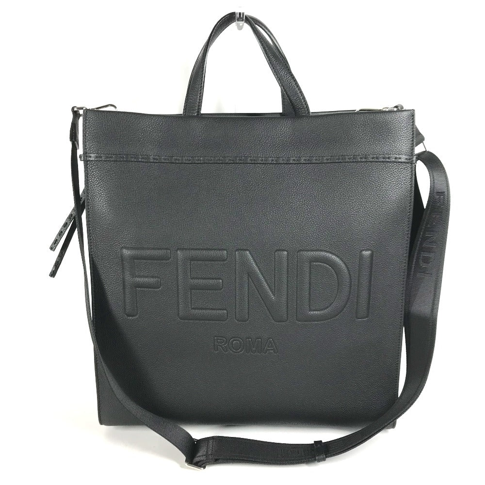 Fendi Tote Bag 7Va583 Shoulder Bag Shopper Mens Leather Black Medium
