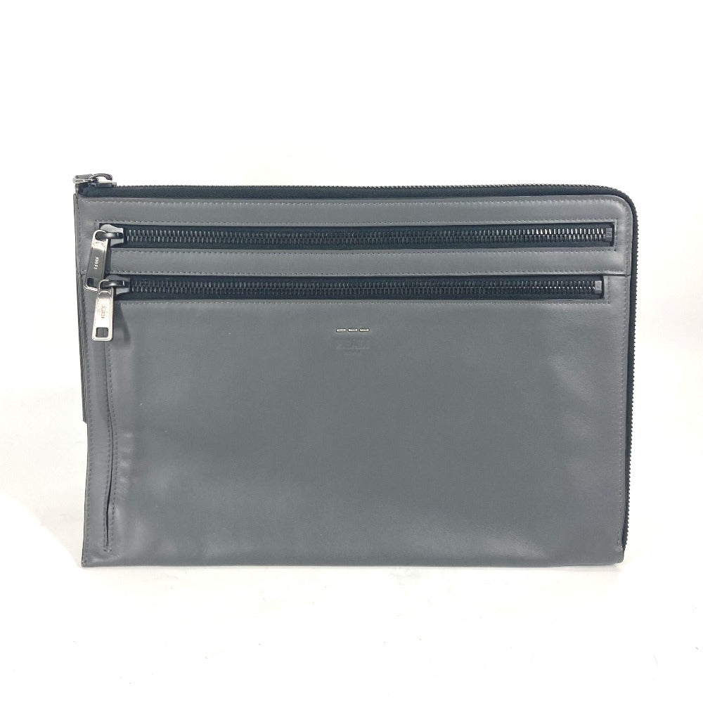 Fendi Clutch Bag 7M0237 Mens Leather Gray Zip