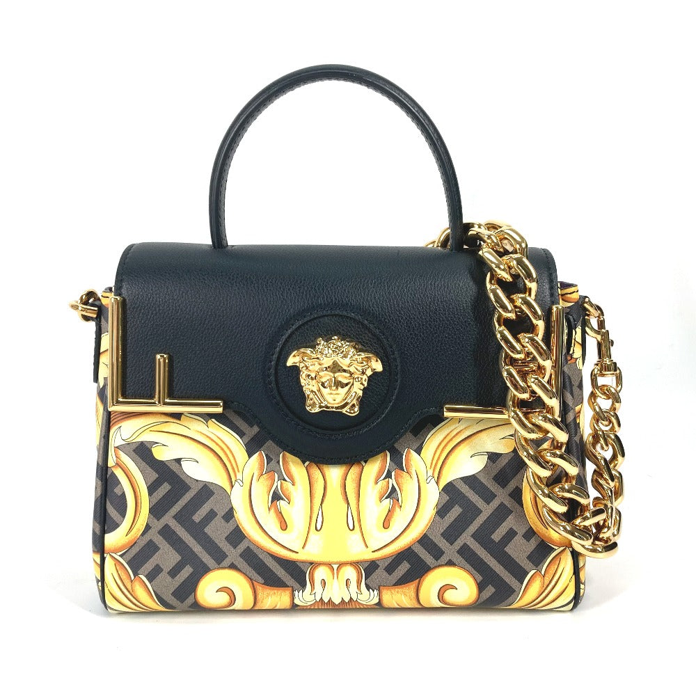 Fendi Handbag Pvc Versace Collaboration Versace La Medusa Satchel Leather Brown Satchel Bag
