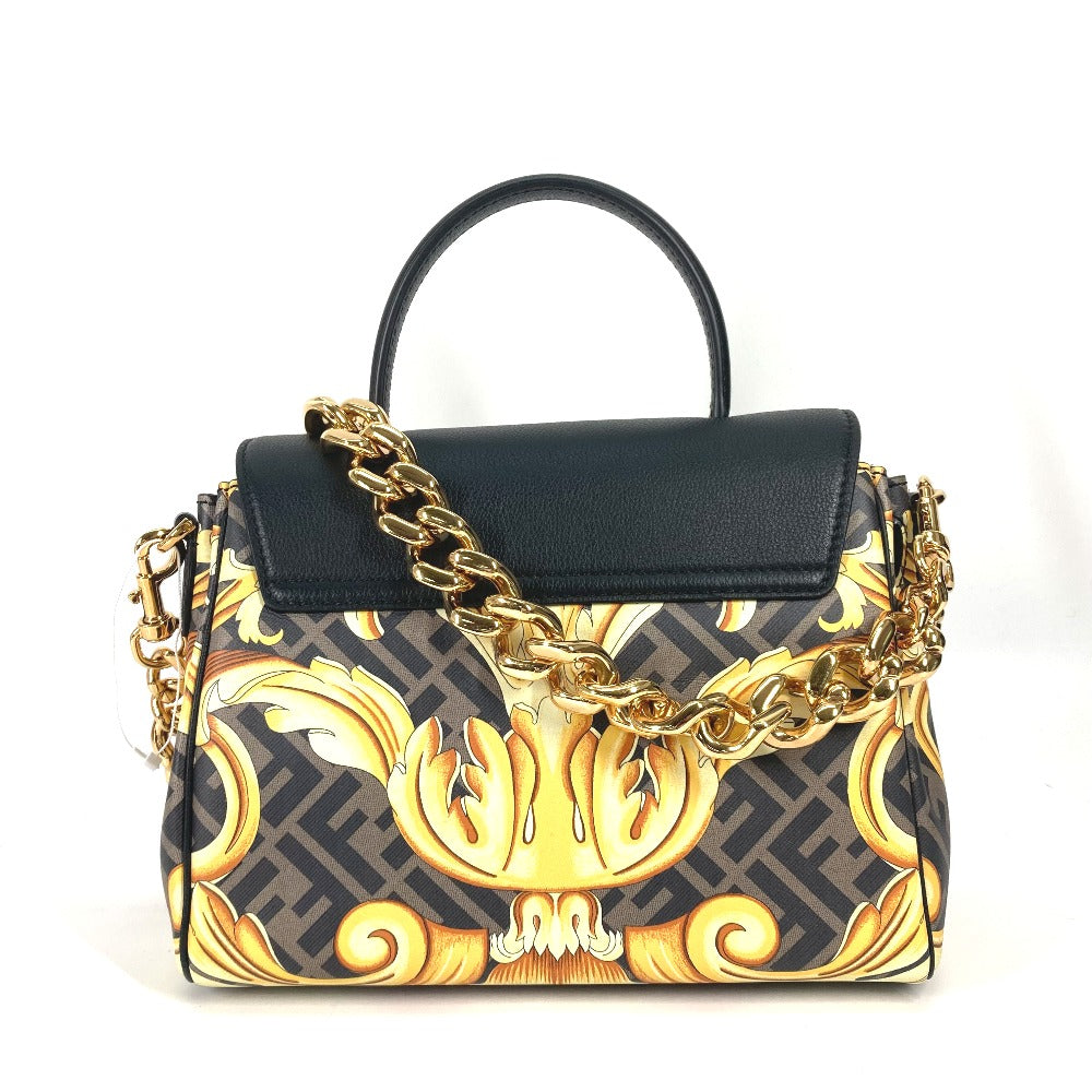 Fendi Handbag Pvc Versace Collaboration Versace La Medusa Satchel Leather Brown Satchel Bag