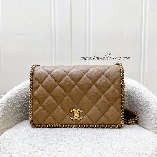 Chanel Never Ending Chain Flap in Milk Tea Beige Caviar and AGHW (Model: ) Accessory