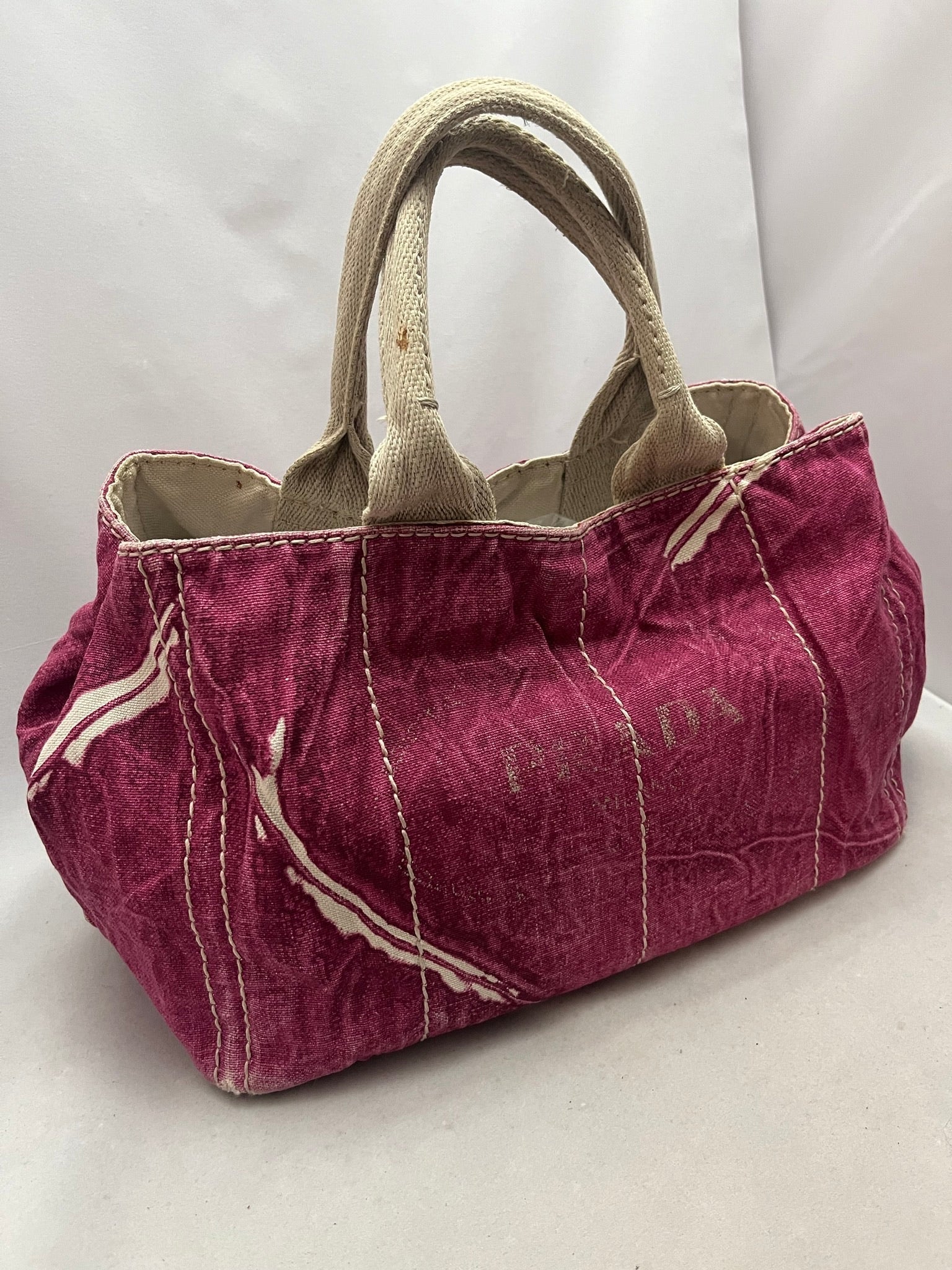 Prada Denimtaske Luxury Handbag Pink Tote Bag