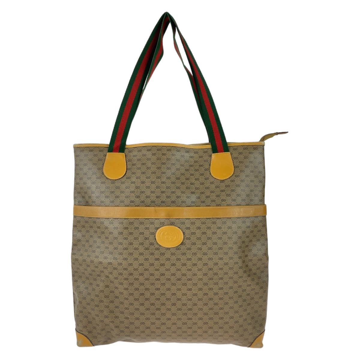 Gucci 002 983 GG Supreme Gold Canvas Brown Beige Tote Bag