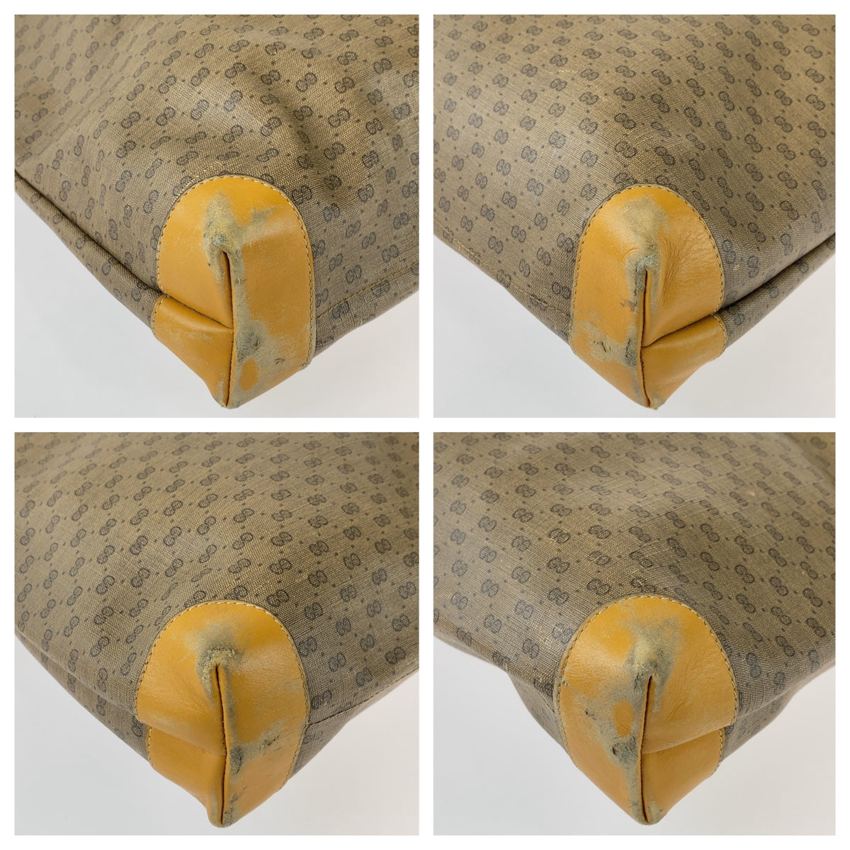 Gucci 002 983 GG Supreme Gold Canvas Brown Beige Tote Bag