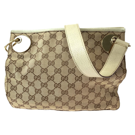 Gucci GG Canvas Brown Beige Gold Shoulder Bag 3