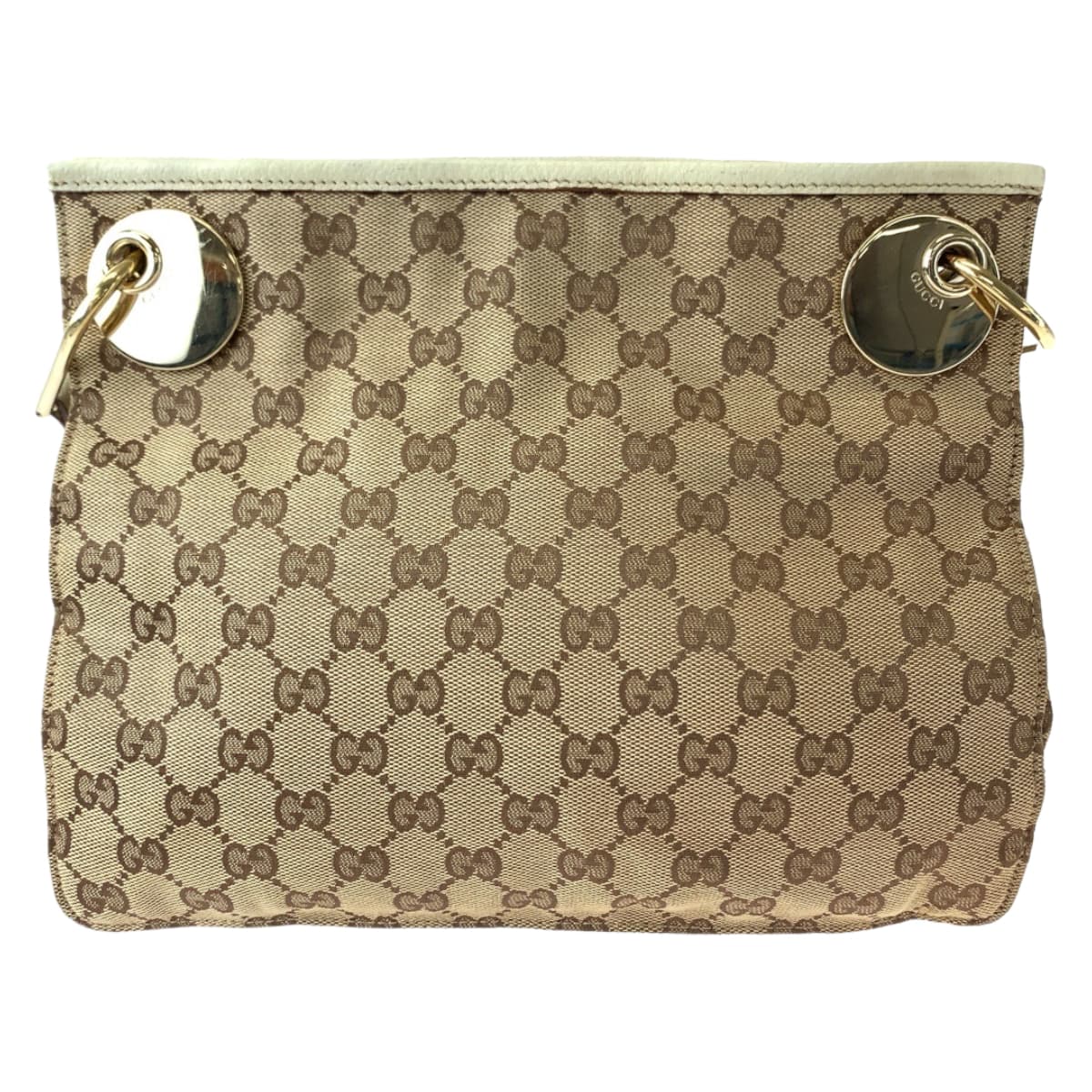 Gucci GG Canvas Brown Beige Gold Shoulder Bag 3