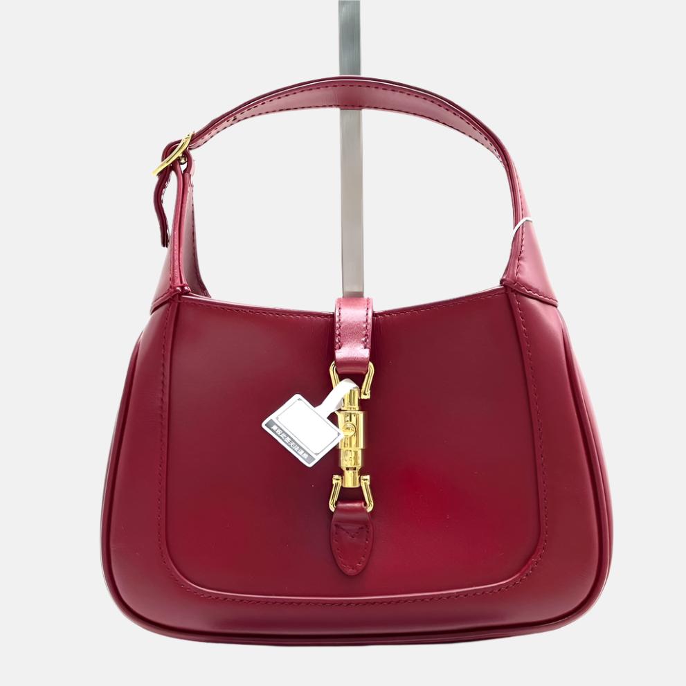 Gucci Jackie Burgundy No Strap Leather Red Mini Travel Bag