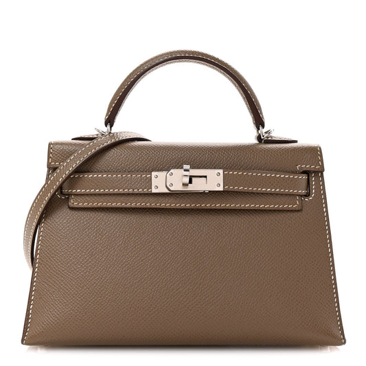 Hermes Epsom Kelly Sellier Etoupe Handbag Mini Travel Bag 20 Etoupe 1759832