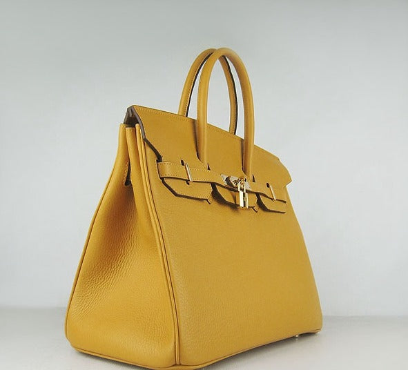 Hermes Luxury Birkin Cm Togo Handbags Yellow Golden Leather Travel Bag