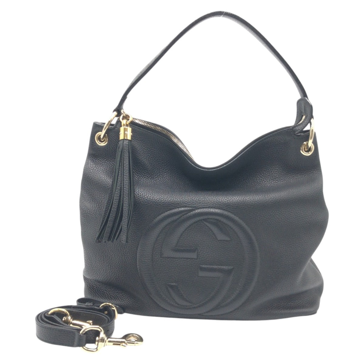 Gucci 2WAY Soho Interlocking G Leather Black Shoulder Bag