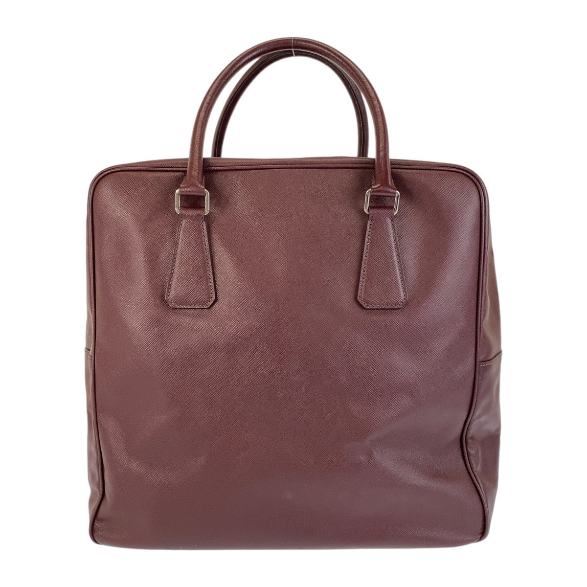 Boston Duffel Bag Wine Silvermetal Safiano Triangle Leather Red Travel Bag