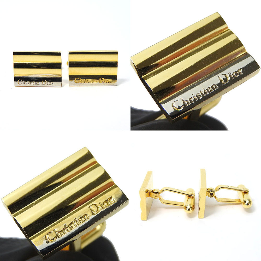 Dior Christian Cuffs Metal Mens Handbag Gold Travel Bag