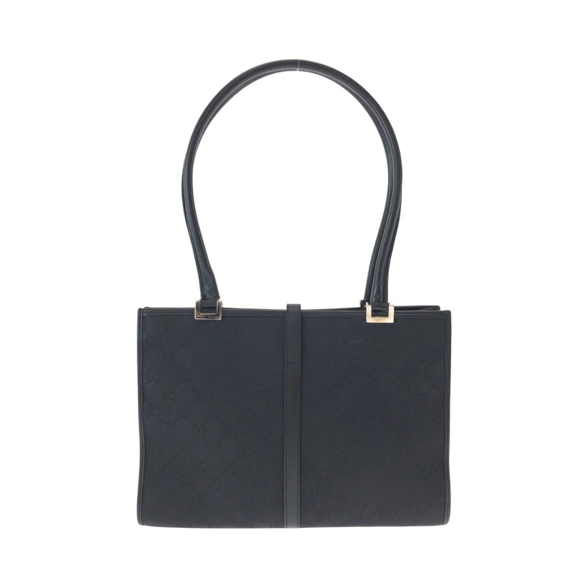 Gucci 002 GG SilverMetal Jackie Canvas Black Tote Bag
