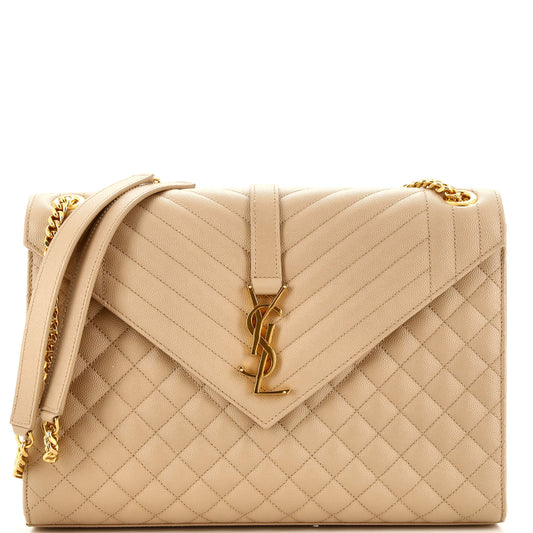 YSL Saint Laurent Saint Laurent Trending Classic Envelope Satchel Mixed Leather Matelasse Travel Bag
