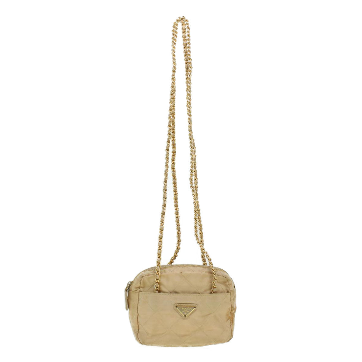 Prada Shoulder Bag Nylon Quilted Beige