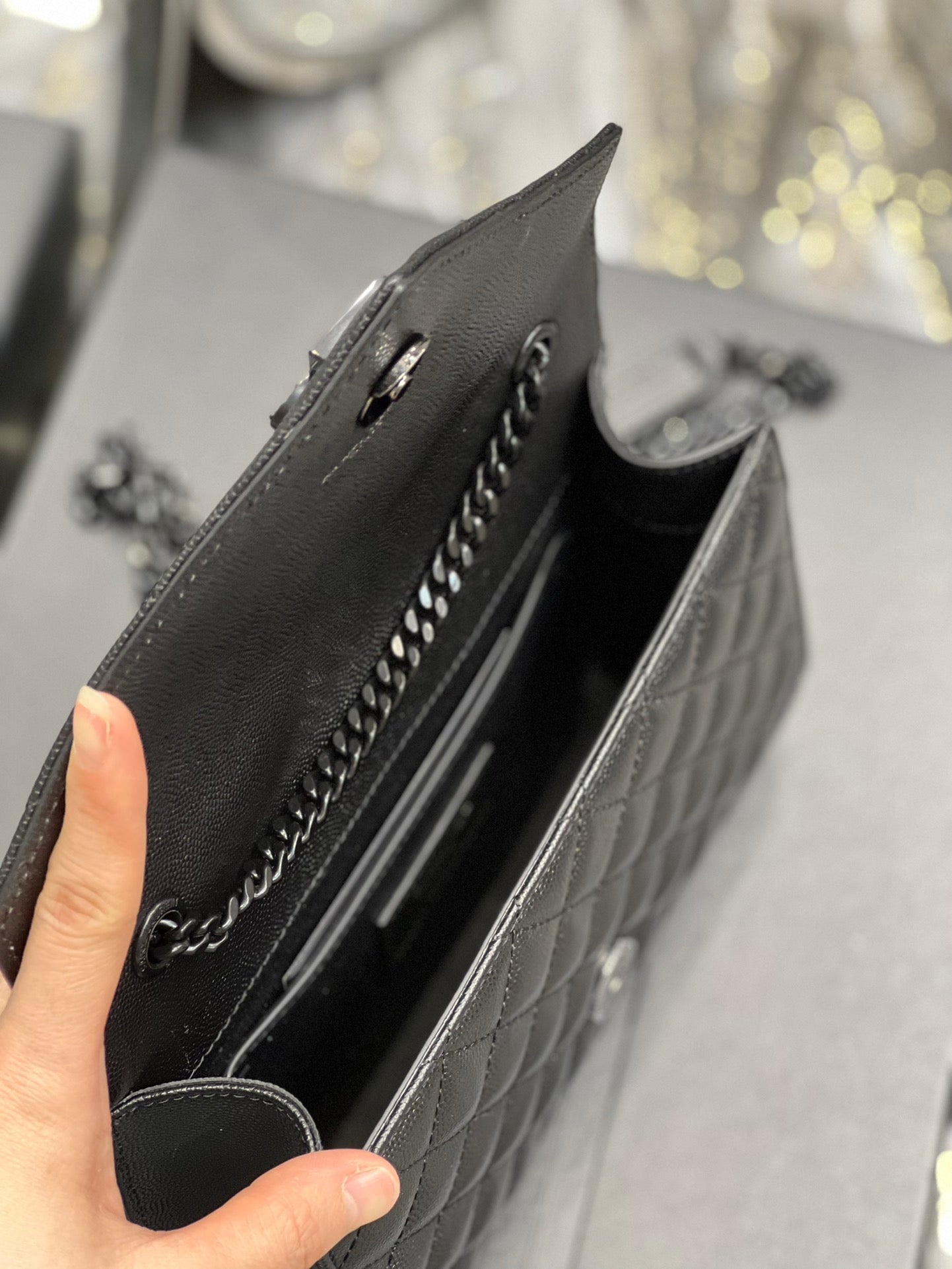 YSL Saint Laurent Mix 8in 21cm Matelasse Black Small Handbag Ysl 600195Bow981000