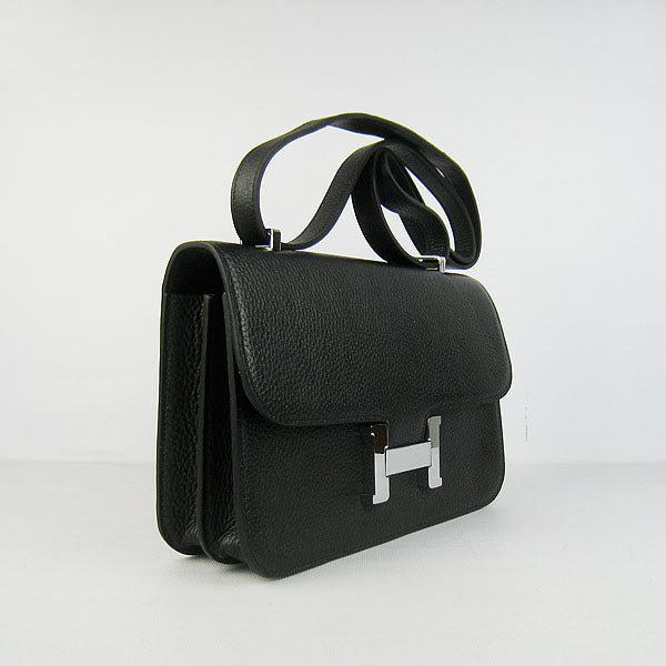 Hermes Luxury Calf Message Bag H Leather Black Travel Bag