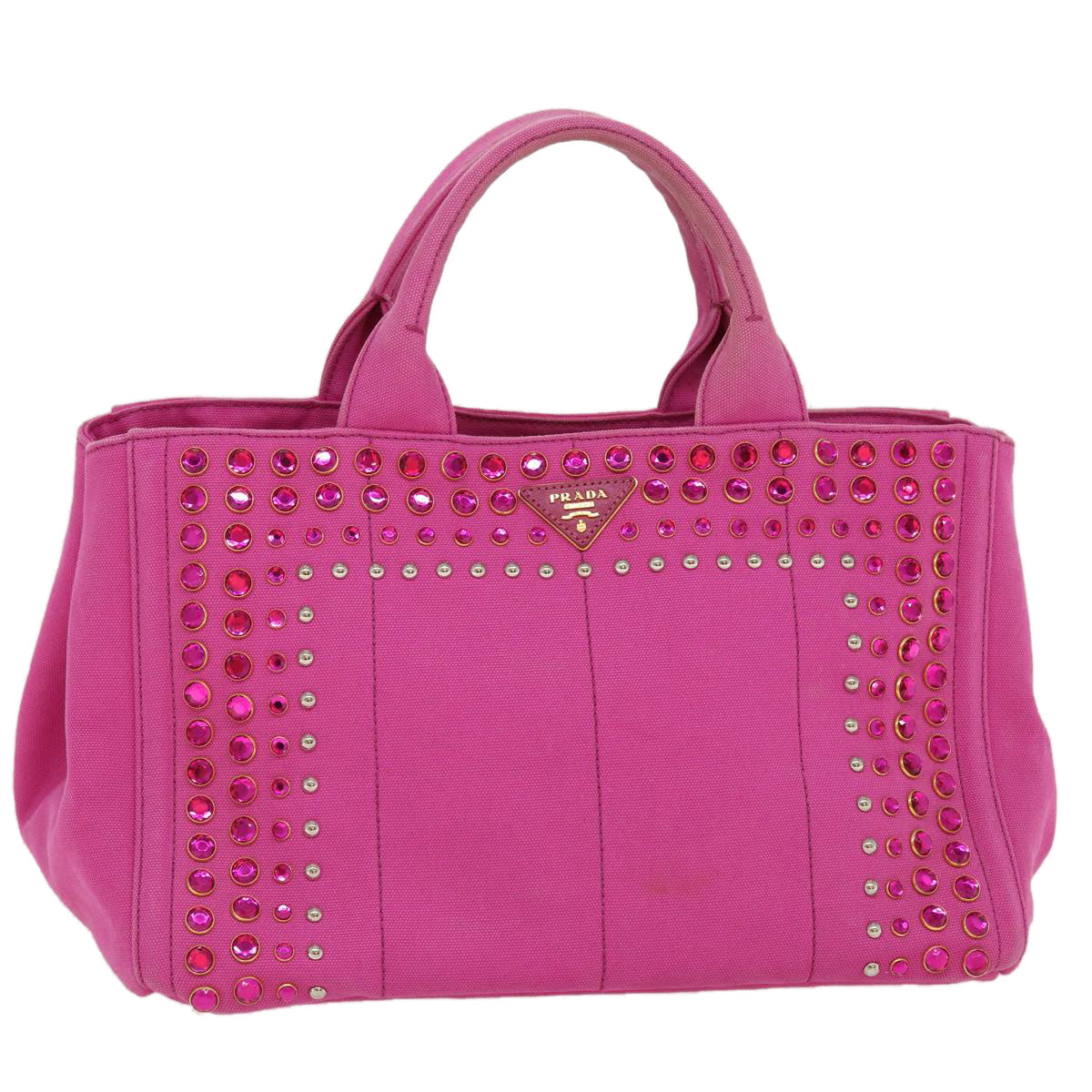 Prada Bijoux Kanapa Mm Hand Bag Auth Canvas Pink Travel Bag