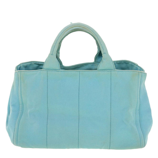 Prada Bijoux Canapa Hand Bag 2Way Light Auth Canvas Blue Travel Bag