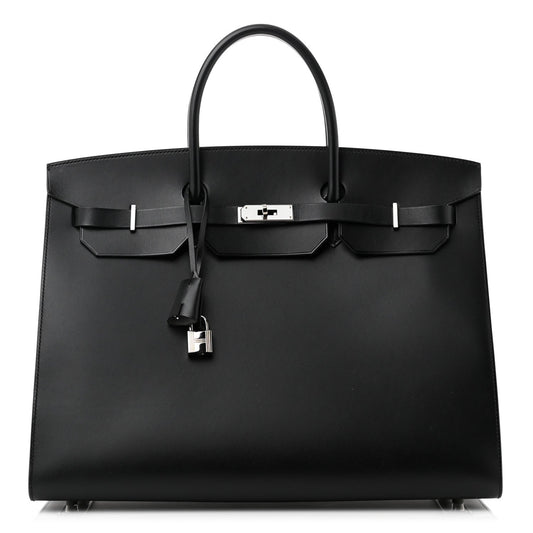 Hermes Vache Hunter Birkin Sellier Handbag Black Travel Bag