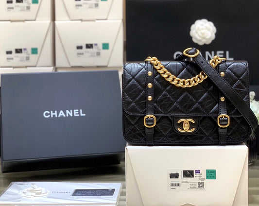 Chanel Co Co Shoulder Bag Black Gold