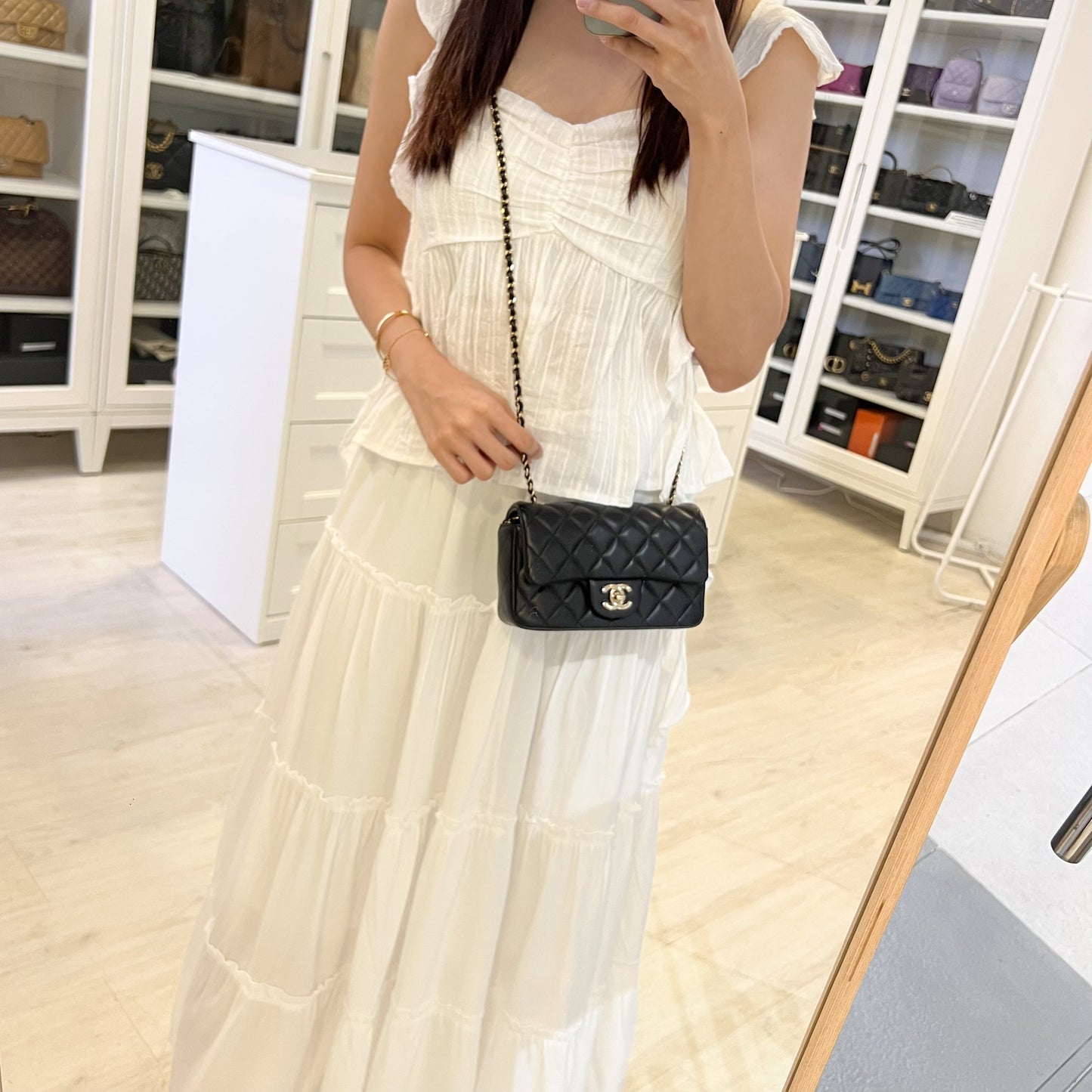 Chanel Extra Mini Rectangular Flap in Black Lambskin and GHW (Model: ) Accessory